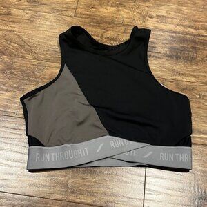 Reebok run through it colour block crop work out top